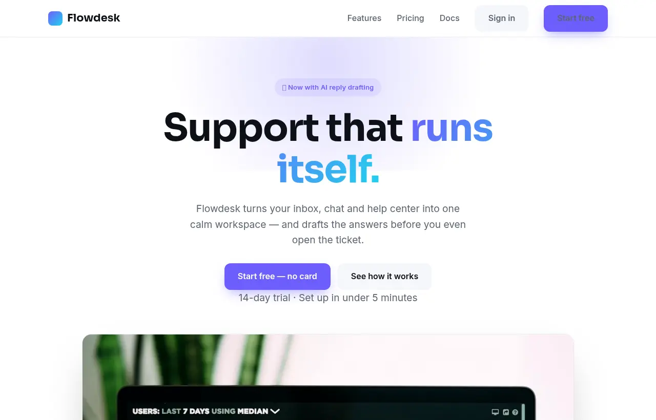 SaaS startup homepage preview